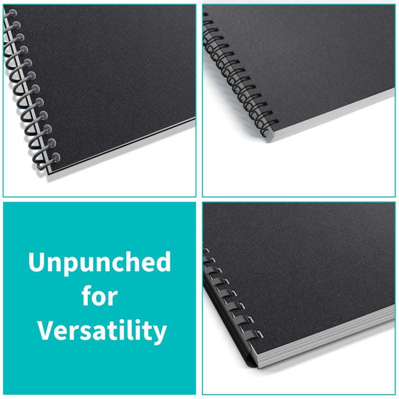 Binditek 100 Pack 12 Mil Sand-Textured Polycover - Plastic Binding Cover for Letter Size - Lightly Sanded Finish - Business Reports and Proposals - Square Corners, Un-Punched, Black - Image 5